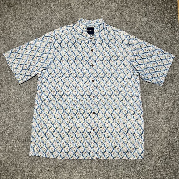 Tommy Bahama Other - Tommy Bahama Silk Hawaiian Button Up Shirt Geometric Print Size XL TALL